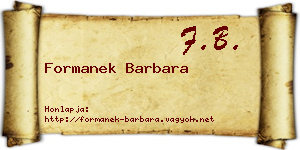 Formanek Barbara névjegykártya